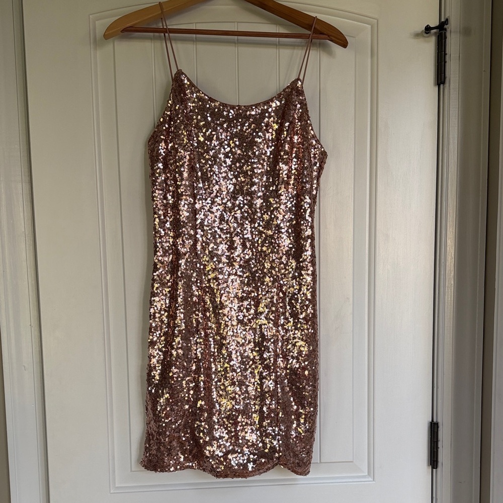 Lulu's Rose Gold Sequin Mini Dress